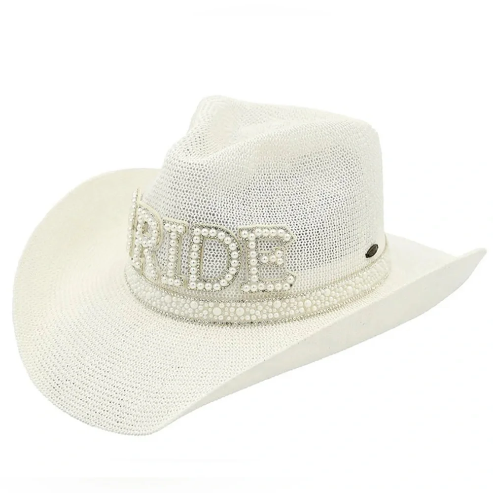 C.C White Rhinestone 'Bride' Cowboy Hat